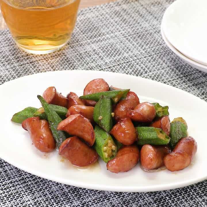 ソーセージとオクラのバター炒め