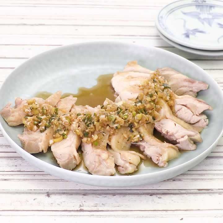 蒸し鶏のねぎレモンソース