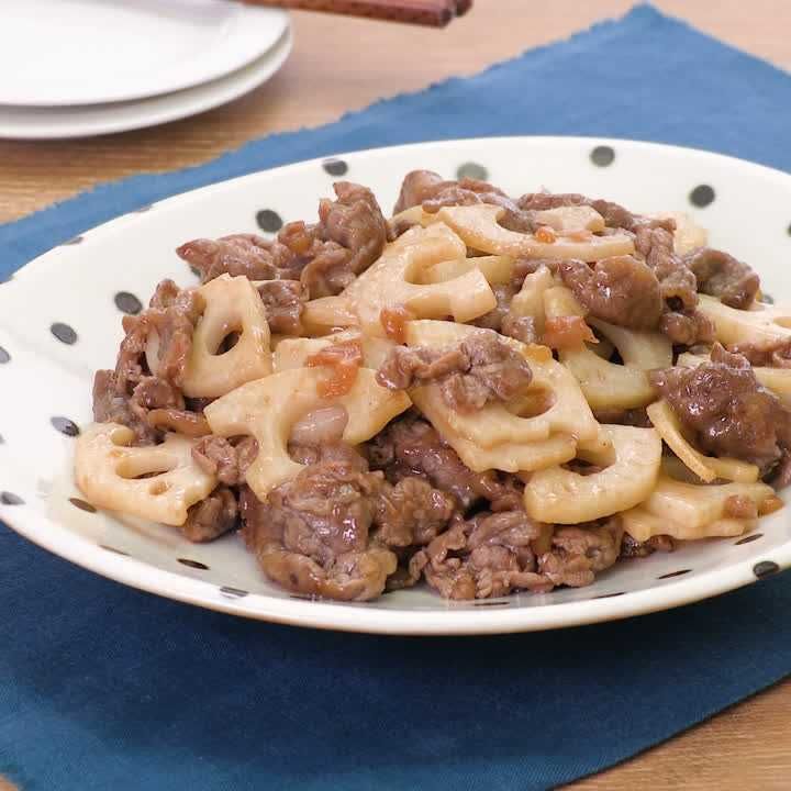 牛肉とれんこんの梅オイスター炒め