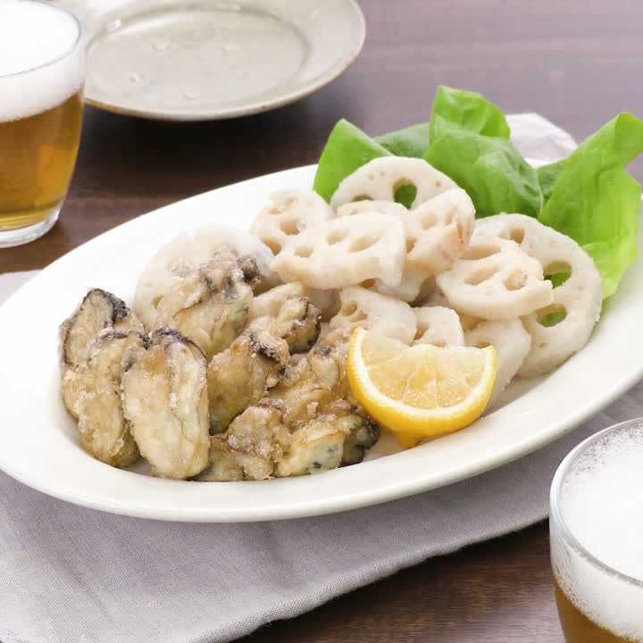 牡蠣とれんこんの竜田揚げ