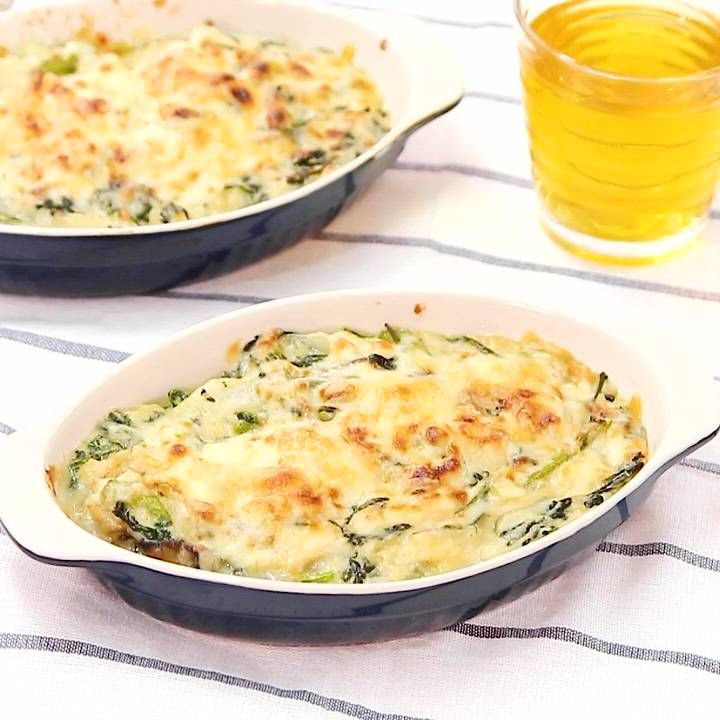 春菊と牡蠣のクリームグラタン