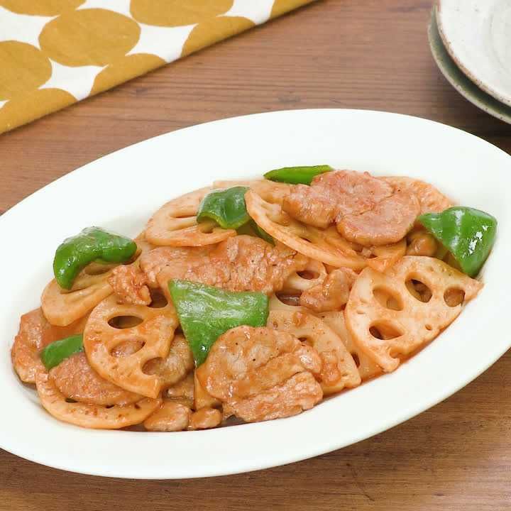 豚ヒレ肉とれんこんの甘酢炒め