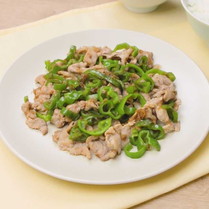 豚こまとピーマンのおかか炒め