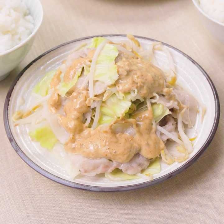 豚バラ肉とキャベツのレンジ蒸し