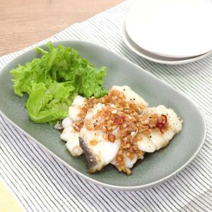 タラの黒酢ねぎだれ