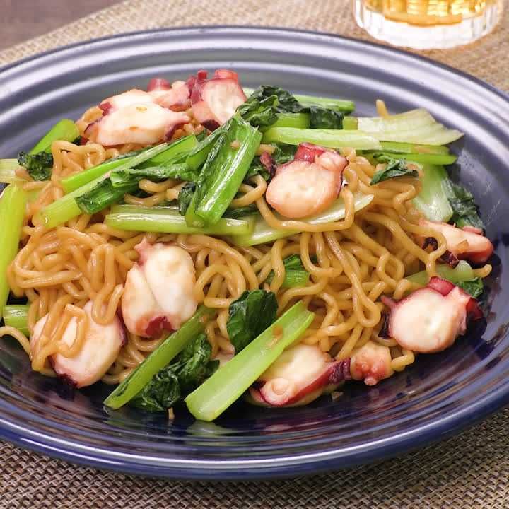 小松菜とたこのオイスター焼きそば