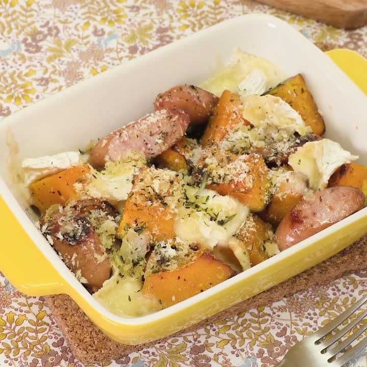 かぼちゃとソーセージのチーズ焼き
