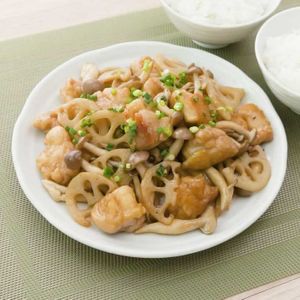 れんこんと鶏肉の甘辛炒め