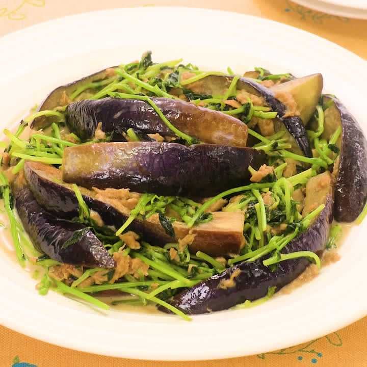 豆苗となすのツナマヨ炒め