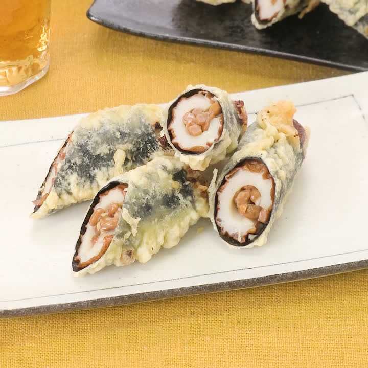 ちくわと納豆の磯辺揚げ