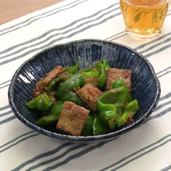 じゃこ天とピーマンのめんつゆ炒め