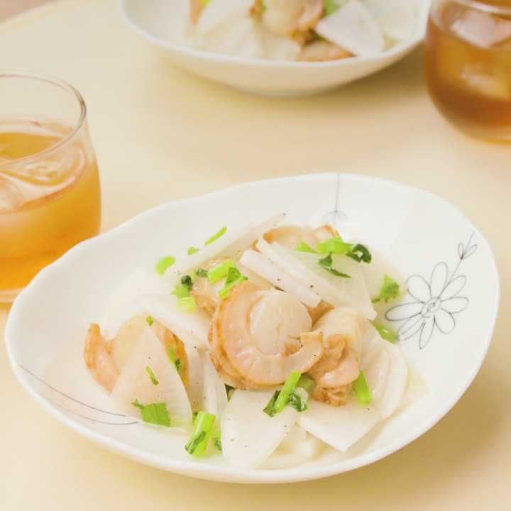 大根とホタテの黒こしょう炒め