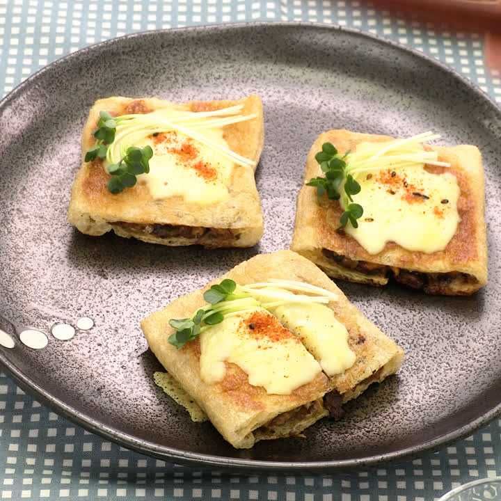 サバ缶の油揚げ包み焼き