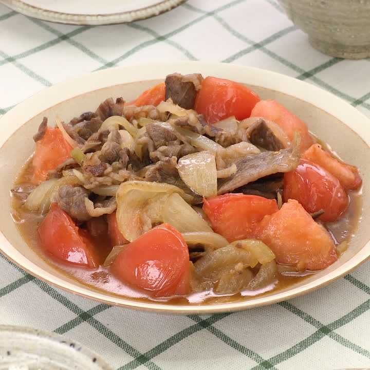 牛バラ肉とトマトの甘辛炒め