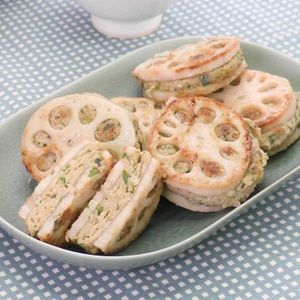 「れんこんの鶏ひき肉はさみ焼き」のレシピ動画