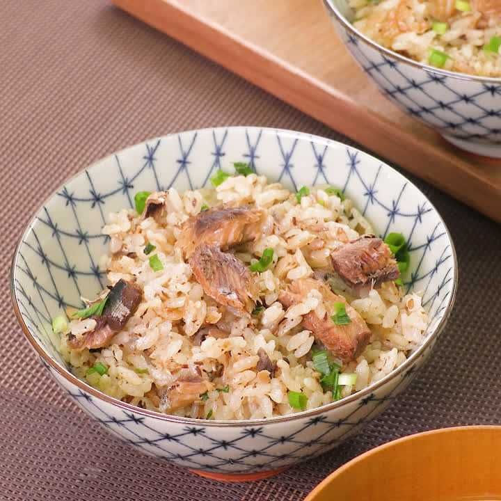イワシ缶で柚子胡椒炊き込みごはん