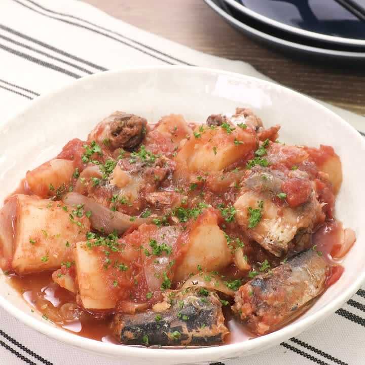 イワシ缶のトマト煮込み