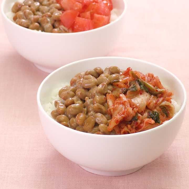 納豆とキムチ丼&トマト丼