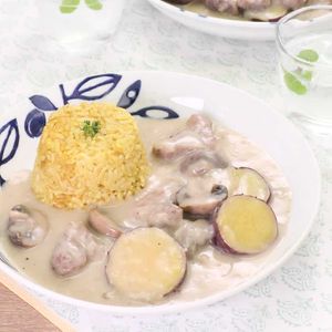 「さつまいもと豚肉のクミンクリーム煮」のレシピ動画
