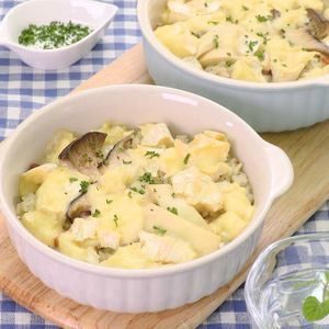 「エリンギのカマンベールチーズドリア」のレシピ動画