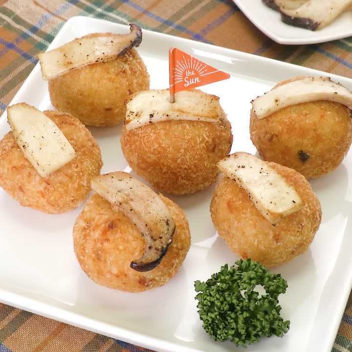 ホタテ缶とエリンギのライスコロッケ