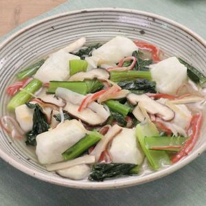 「焼き餅と小松菜の塩あんかけ」のレシピ動画