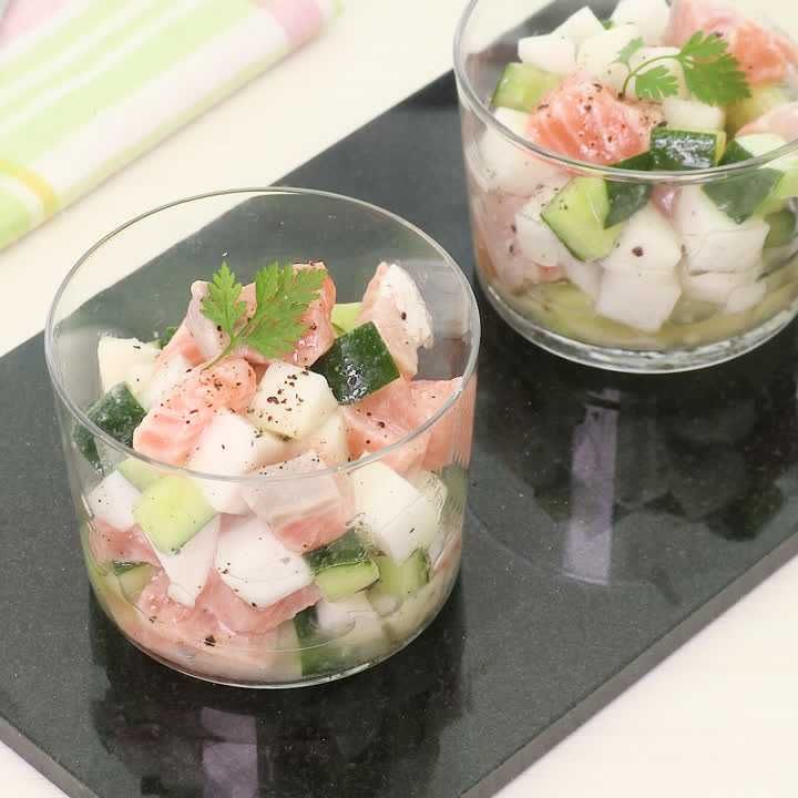 かぶとサーモンのコロコロマリネ