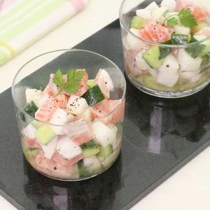 「かぶとサーモンのコロコロマリネ」のレシピ動画