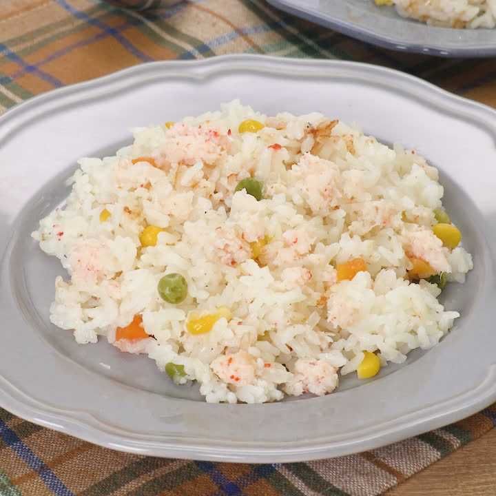 炊飯器でカニピラフ