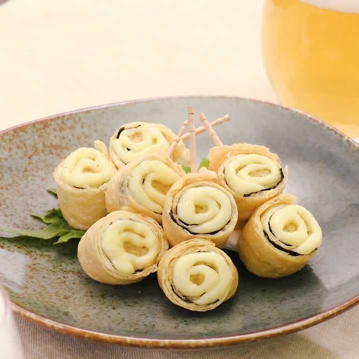 のりとチーズの油揚げロール