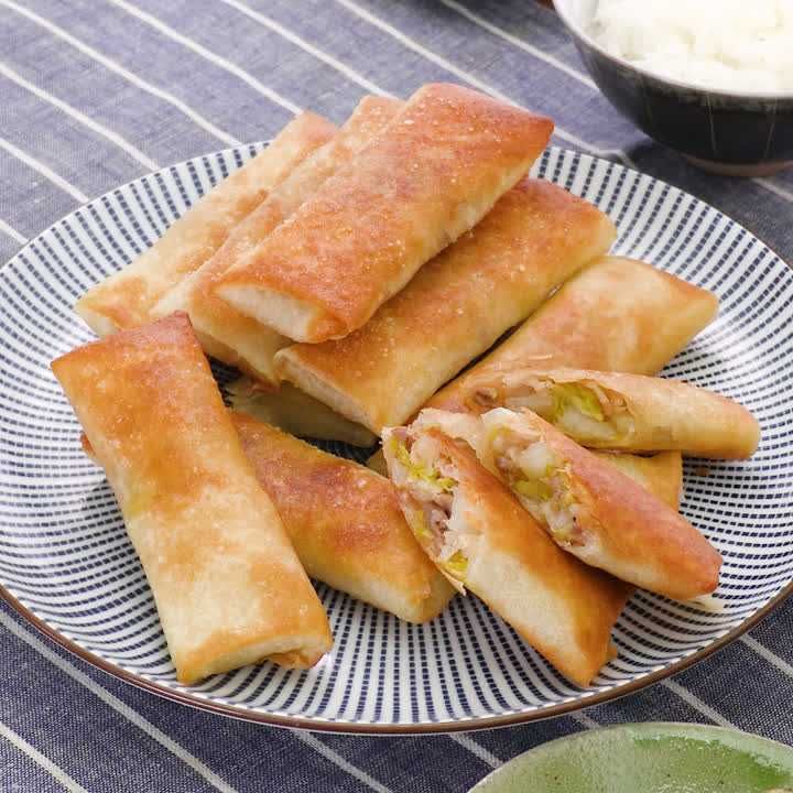 白菜と豚こま肉の春巻き