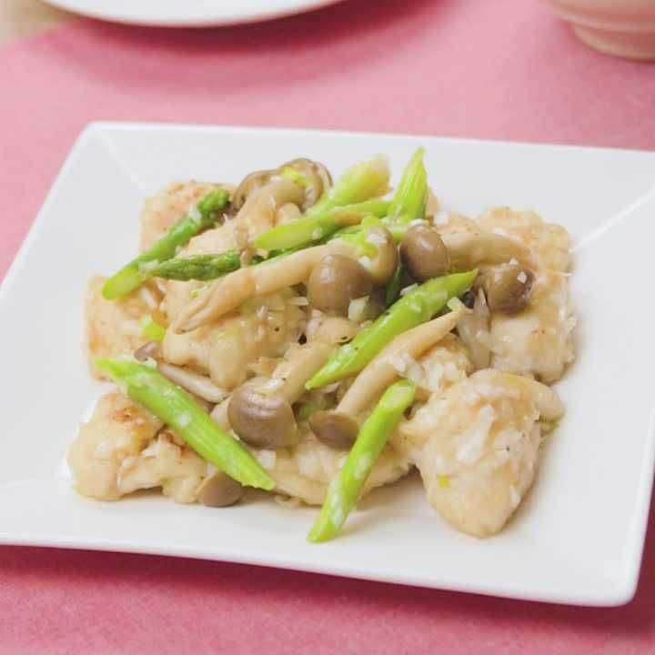 ささみとアスパラのねぎ塩炒め