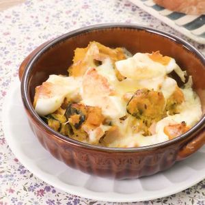 「かぼちゃと卵のチーズ焼き」のレシピ動画