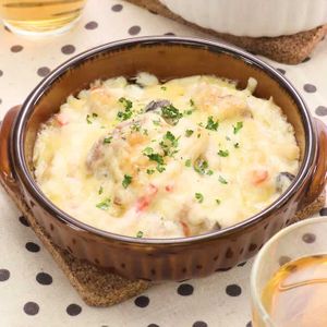 マカロニサラダでグラタン