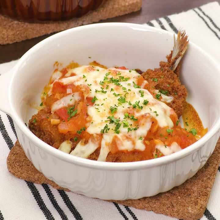 アジフライの洋風トマトチーズ焼き