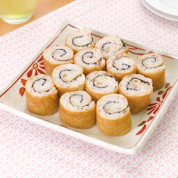 紅生姜でさっぱりと くるくる細巻きいなりのレシピ動画 作り方 Delish Kitchen