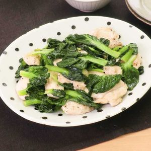 ターサイと鶏むね肉の旨塩炒め