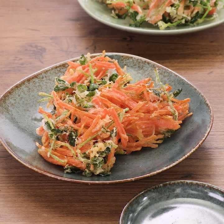 にんじんと豆苗のかき揚げ