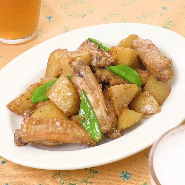 手羽中と新じゃがいもの照り煮