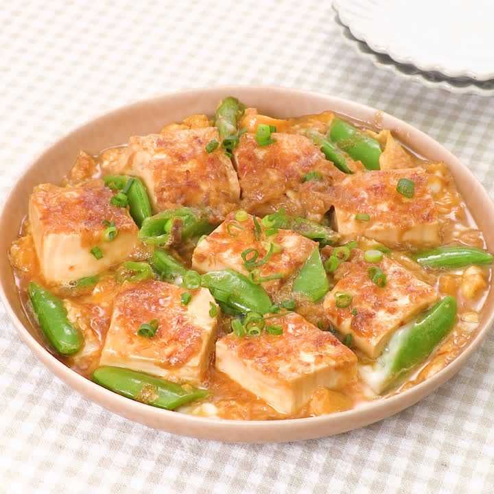 スナップエンドウと豆腐の卵とじ