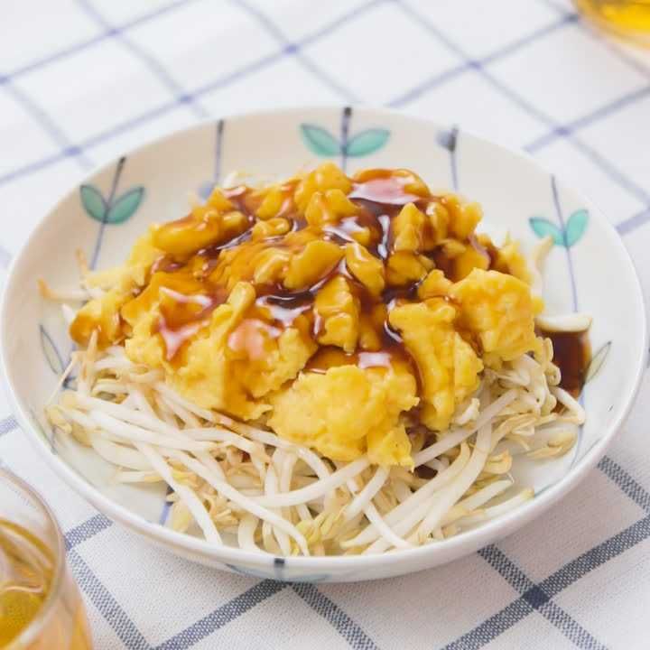 もやしと卵の甘酢あんかけ