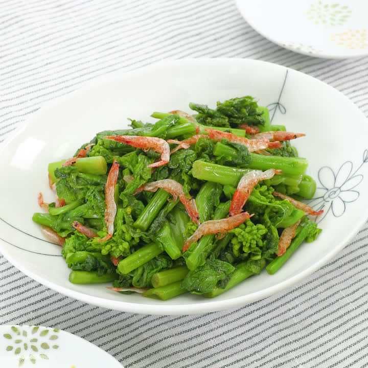 桜えびと菜の花のめんつゆあえ