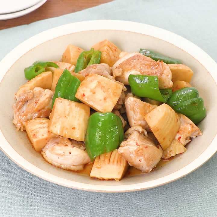 鶏肉とたけのこのピリ辛炒め