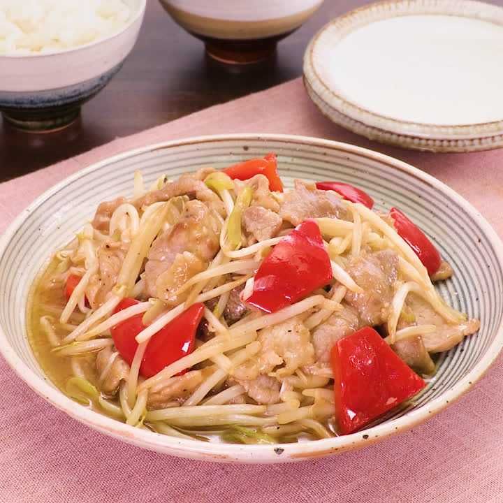 もやしと豚肉の中華甘酢炒め