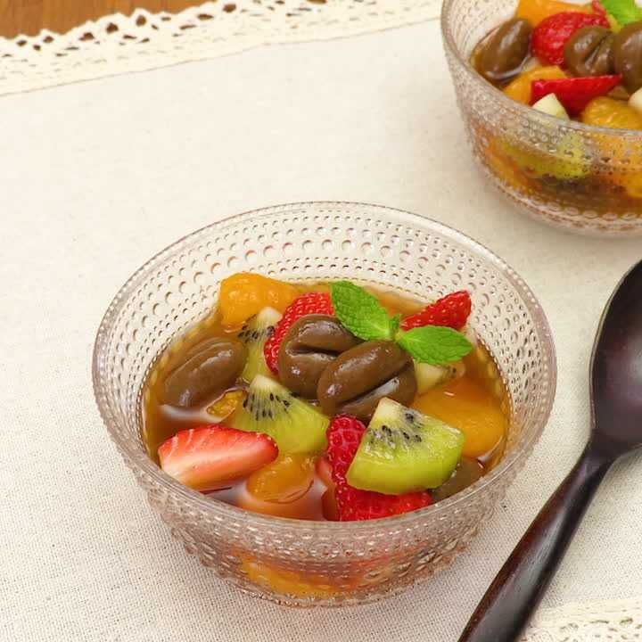コーヒー豆白玉のフルーツポンチ