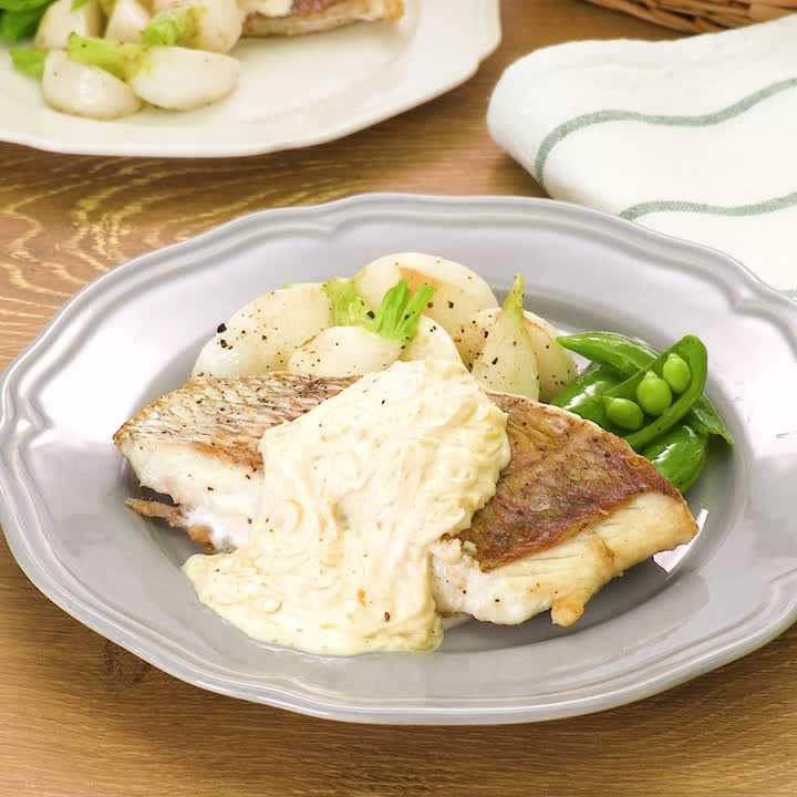 鯛のねぎクリームソース