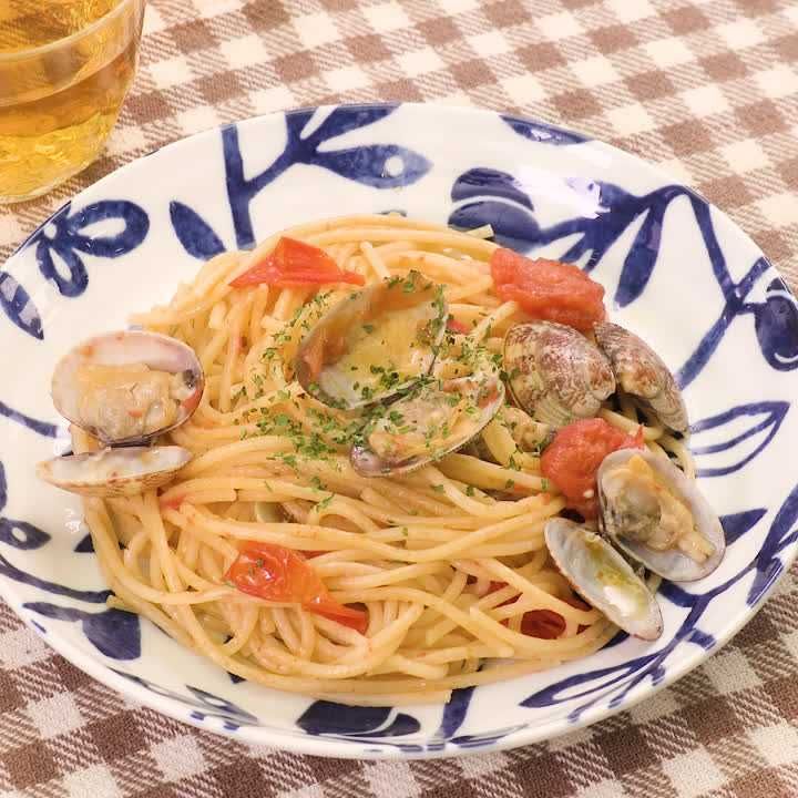 あさりとトマトのオイルパスタ