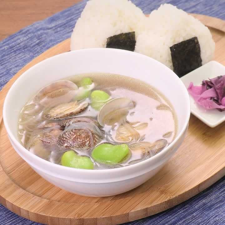 そら豆とあさりの和風スープ