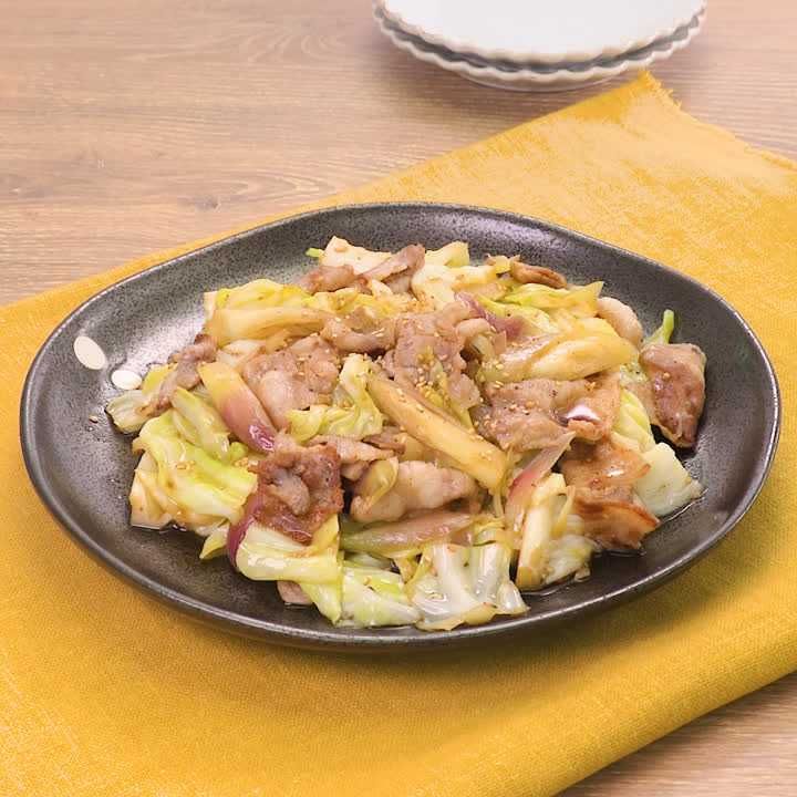 豚バラとキャベツのみょうが炒め