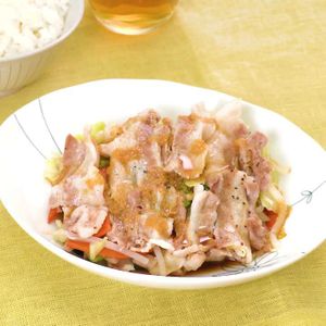 豚バラ肉とカット野菜のレンジ蒸し